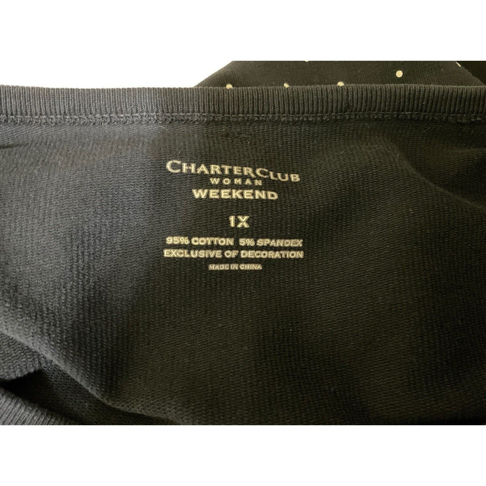 Charter Club Woman Weekend Black White Polka Dot Knit Top Size 1X‎ - Picture 4 of 6